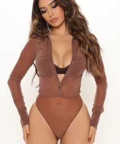 Fashion Nova Best Sellers Flirtatious Scandal 2 Piece Bodysuit - Brown
