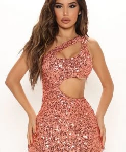 Fashion Nova Ibiza Sequin Mini Dress - Orange DRESSES