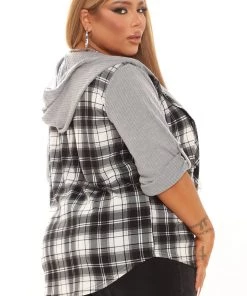 Fashion Nova Prep In My Step Hooded Shirt - Heather Grey Best Sellers