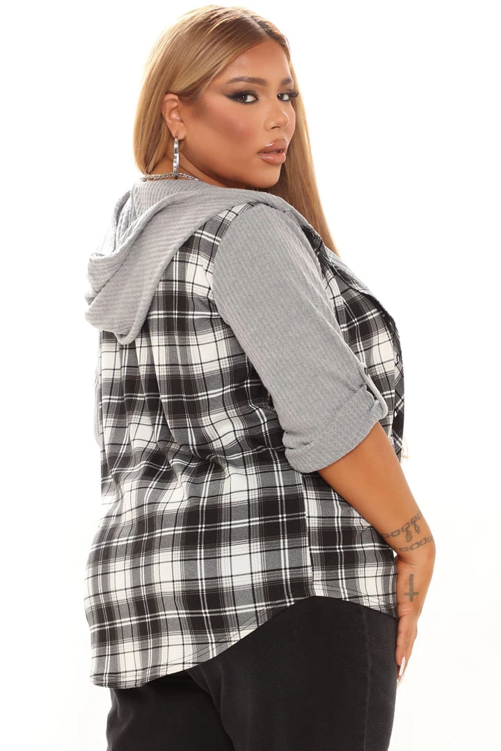 Fashion Nova Prep In My Step Hooded Shirt - Heather Grey Best Sellers