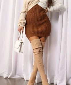 Fashion Nova Extra Attention Over The Knee Boots - Nude