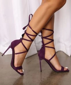 Fashion Nova Love From Above Wrap Up Heels - Purple SHOES