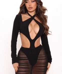 Fashion Nova Look But Don't Touch Mesh Skirt Set - Black
