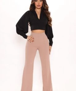 Fashion Nova Office Babe Meetings All Day Cropped Blouse - Black