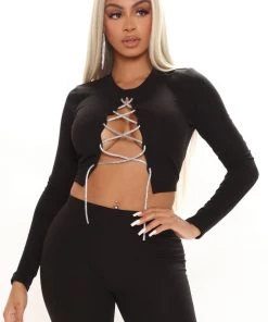 FashionNob A Little Glam Legging Set - Black SETS