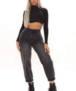 Fashion Nova Up Up And Away Balloon Mom Jeans - Black