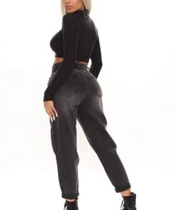 Fashion Nova Up Up And Away Balloon Mom Jeans - Black