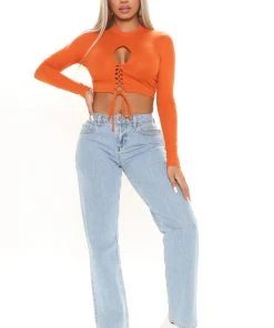 Fashion Nova Teddies & Babydolls Gabby Lace Up Crop Top - Rust 4 Fashion Nova Teddies & Babydolls Gabby Lace Up Crop Top - Rust