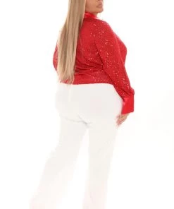 Fashion Nova Teddies & Babydolls Disco Queen Sequin Top - Red