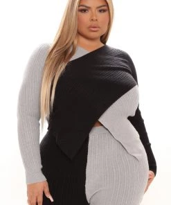 Fashion Nova Living Luxe Sweater Legging Set - Black/combo SETS