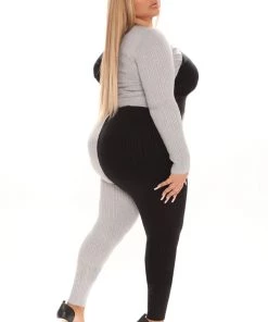 Fashion Nova Living Luxe Sweater Legging Set - Black/combo SETS