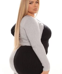 Fashion Nova Living Luxe Sweater Legging Set - Black/combo SETS