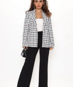 Fashion Nob Don't Be Tweedious Blazer - Black/White Teddies & Babydolls