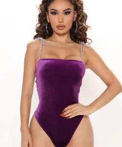 Fashion Nova Stride For Fame Velvet Bodysuit - Purple Best Sellers