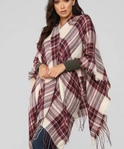Fashion Nova Rowana Go Outside Scarf - Burgundy Teddies & Babydolls