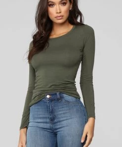 Fashion Nova Julia Long Sleeve Top - Olive