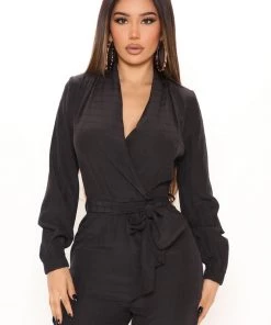 Fashion Nova Office Babe Waiting On You Jumpsuit - Black
