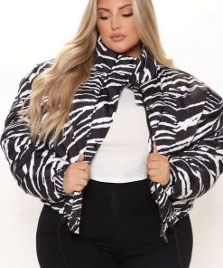 Fashion Nob Wild Cold Nights Zebra Puffer Jacket - Black/White Winter Blowout 12 Fashion Nob Wild Cold Nights Zebra Puffer Jacket - Black/White Winter Blowout