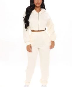 FashionNob Casual Daze Jogger Set - Cream