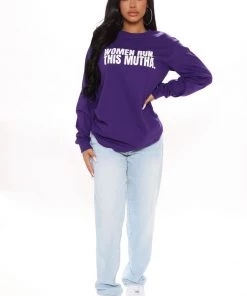 Fashion Nova Teddies & Babydolls Ran By Women Long Sleeve Tee - Purple