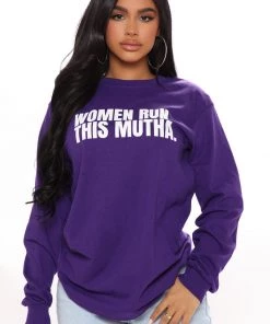 Fashion Nova Teddies & Babydolls Ran By Women Long Sleeve Tee - Purple