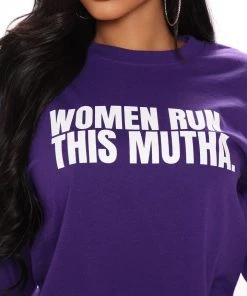 Fashion Nova Teddies & Babydolls Ran By Women Long Sleeve Tee - Purple