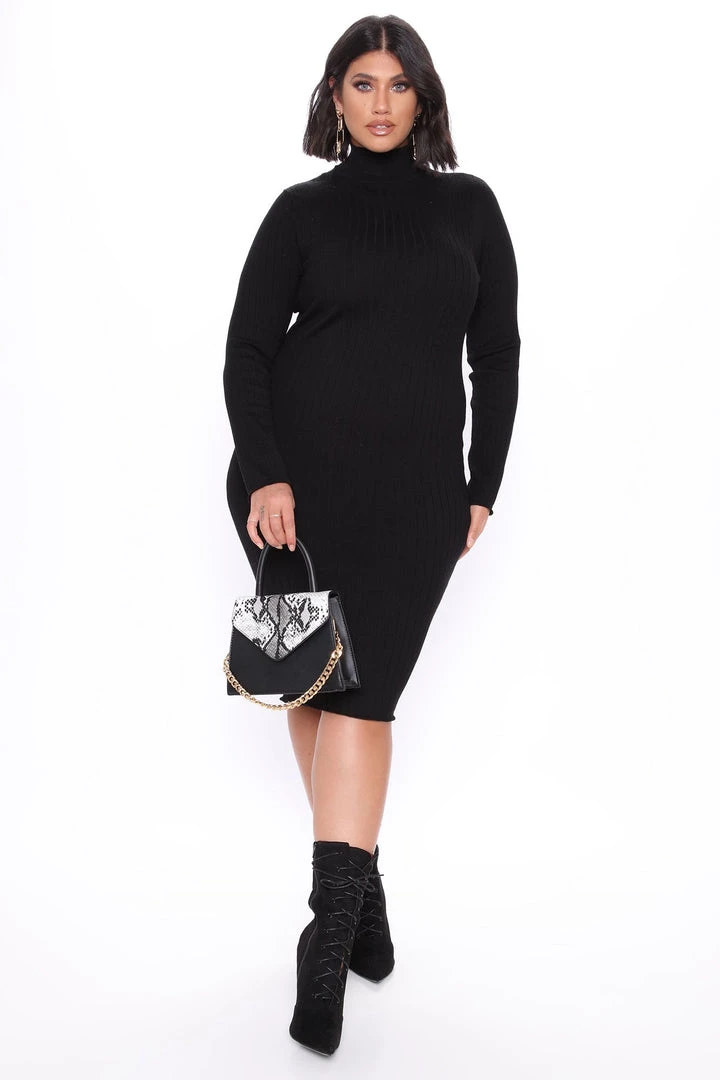 Fashion Nob Taryn Sweater Midi Dress - Black