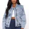 Fashion Nob Listen Up Denim Jacket - Acid Wash Blue Teddies & Babydolls