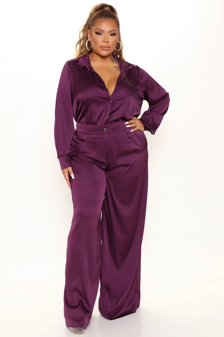 Fashion Nova Office Favorite Satin Pant Set - Plum 5 Fashion Nova Office Favorite Satin Pant Set - Plum