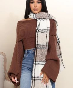 Fashion Nova Teddies & Babydolls Keep Me In Check Plaid Scarf - Khaki