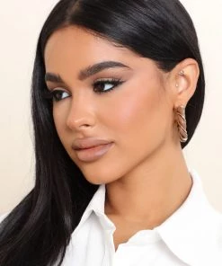 Fashion Nova Slaying Hoop Earrings - Taupe