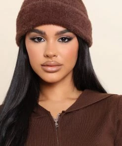 Fashion Nova Up The Game Beanie - Chocolate