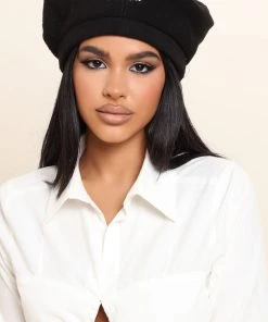 Fashion Nova New Today Will You Fuck Off Beret Hat - Black