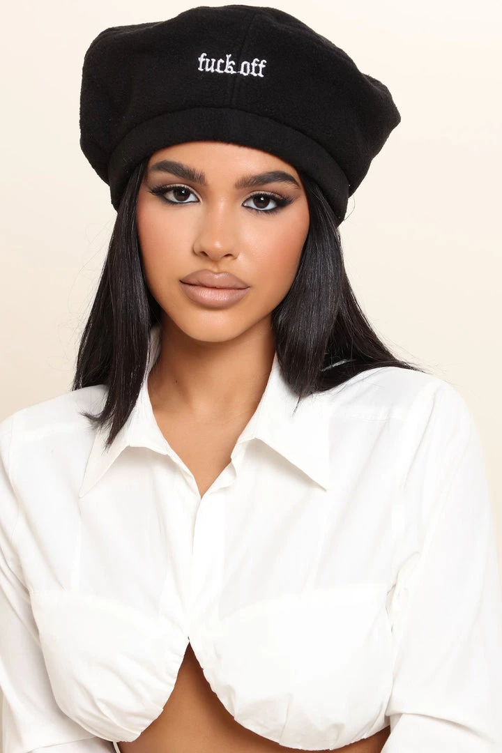 Fashion Nova New Today Will You Fuck Off Beret Hat - Black 1 Fashion Nova New Today Will You Fuck Off Beret Hat - Black