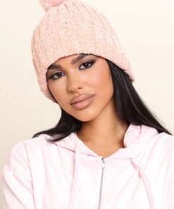 Fashion Nova Sipping Hot Cocoa Beanie - Blush