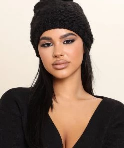 Fashion Nova Teddies & Babydolls Cozy On Up Beanie - Black