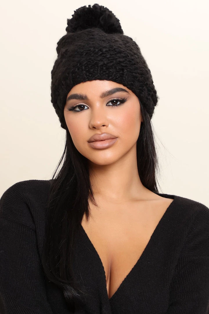 Fashion Nova Teddies & Babydolls Cozy On Up Beanie - Black 1 Fashion Nova Teddies & Babydolls Cozy On Up Beanie - Black