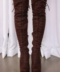 Fashion Nova Ready Set Go Heeled Boots - Chocolate