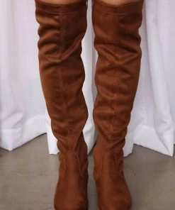 Fashion Nova Stina Flat Boot - Chestnut SHOES