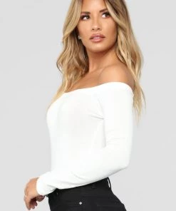 Fashion Nova Day To Day Off Shoulder Bodysuit - Off White Teddies & Babydolls