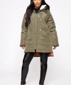 Fashion Nob High Priority Puffer Coat - Olive