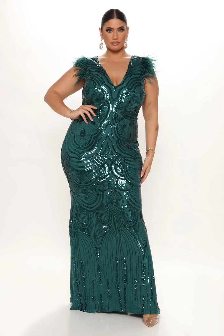 Fashion Nova The Most Elegant Sequin Maxi Dress - Emerald