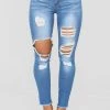 Fashion Nova New Today Watcha Doin' Skinny Jeans - Medium Blue Wash