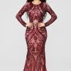 Fashion Nova DRESSES Unforgettable Romance Sequin Dress - Burgundy