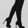 Fashion Nova Envious Much Faux Suede Heeled Boot - Black
