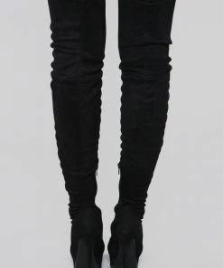 Fashion Nova Envious Much Faux Suede Heeled Boot - Black