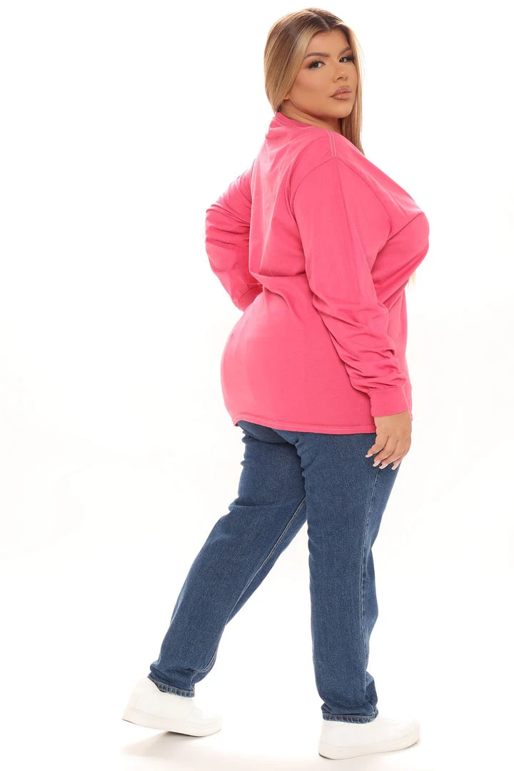 Fashion Nova Teddies & Babydolls Make Moves Not Excuses Long Sleeve Top - Pink