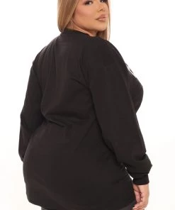 Fashion Nova Teddies & Babydolls Everyday Is Pay Day Long Sleeve Tee - Black