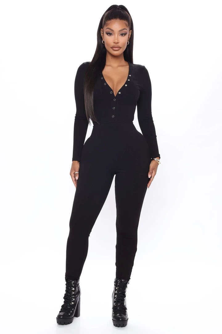Fashion Nova Best Sellers Come And Chill Jumpsuit - Black 1 Fashion Nova Best Sellers Come And Chill Jumpsuit - Black
