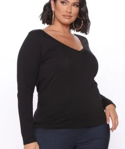 Fashion Nova Your Everyday Long Sleeve Tee - Black